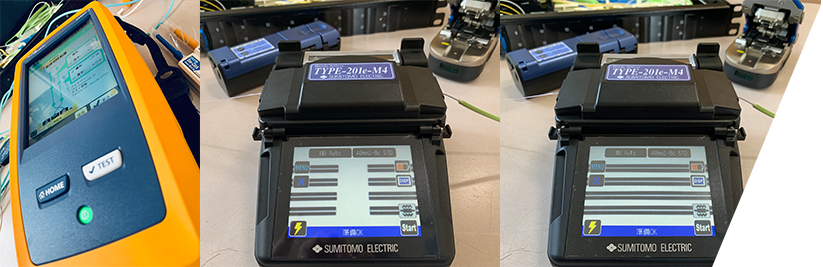 光配線工事から光融着、フルークによる施工後の